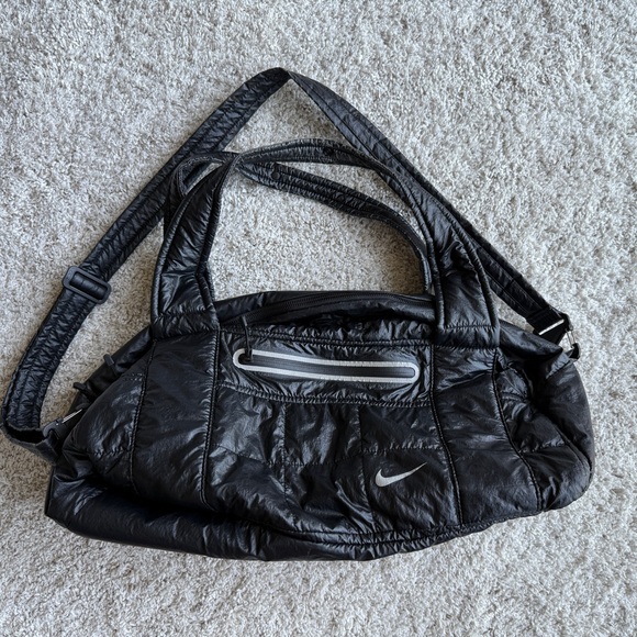 Nike Handbags - Nike Black Puff Gym Bag with Neon Reddish Orange Interior